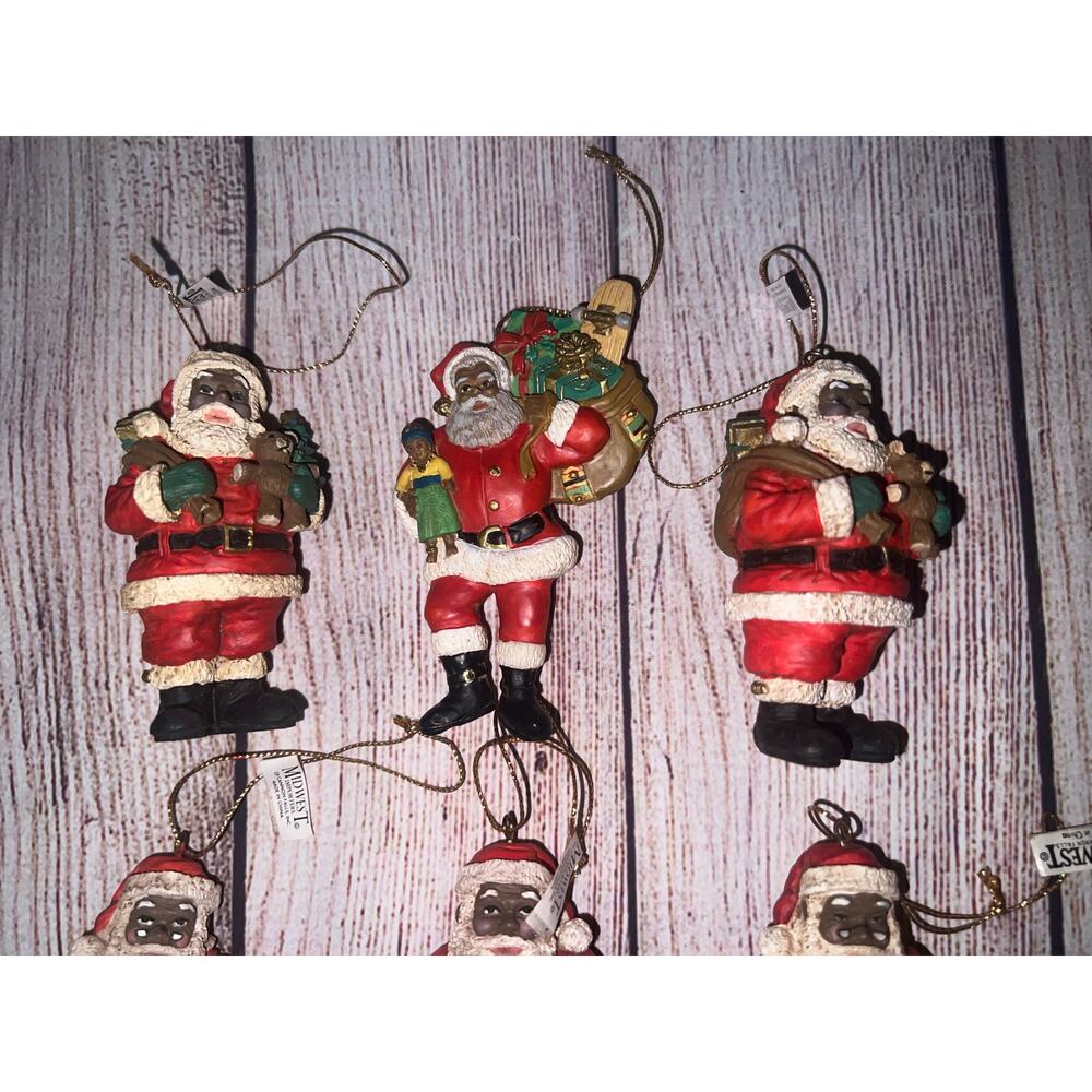 6x Midwest Importers of Cannon Falls Black Santa Good Boys & Girls List Ornament - Picture 3 of 6